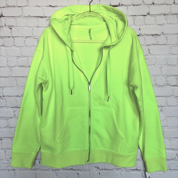 CALVIN KLEIN Performance Long Sleeve Neon Yellow Zip-Front Hoodie--M - Picture 12 of 16